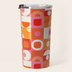 Retro Geo Pop Orange Pink Pattern Travel Mug Gallery Image 3