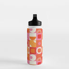 Retro Geo Pop Orange Pink Pattern Water Bottle Gallery Image 3