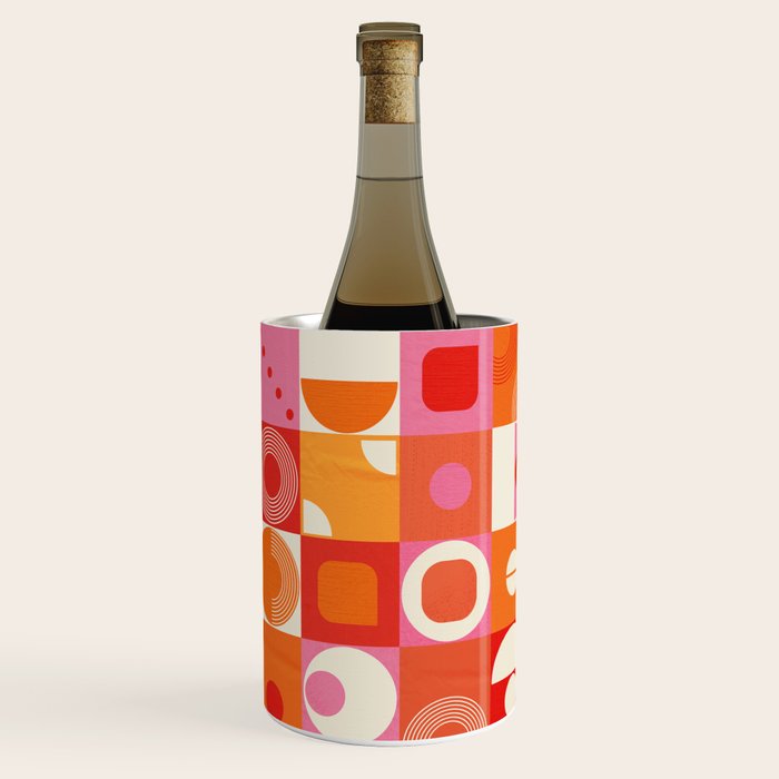 Retro Geo Pop Orange Pink Pattern Wine Chiller Gallery Image 3