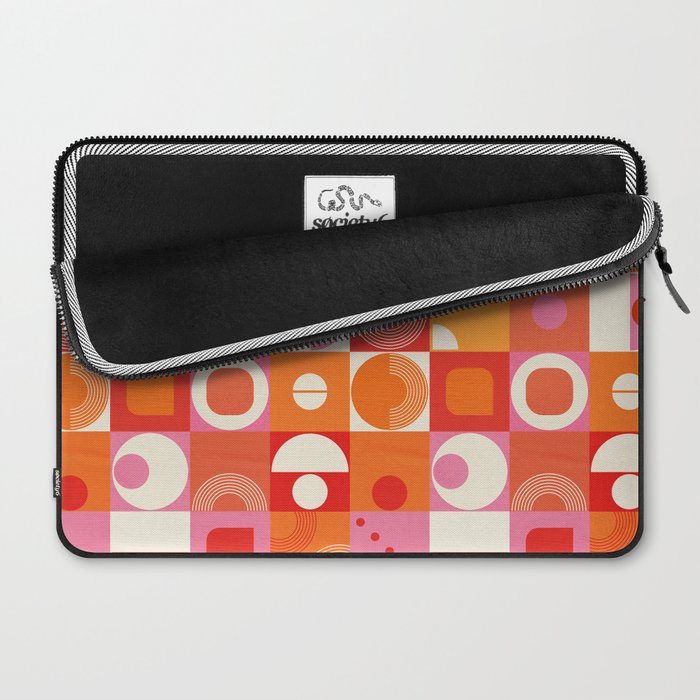 Retro Geo Pop Orange Pink Pattern Laptop Sleeve Gallery Image 2