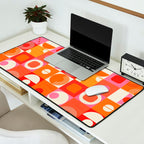 Retro Geo Pop Orange Pink Pattern Desk Mat Gallery Image 2