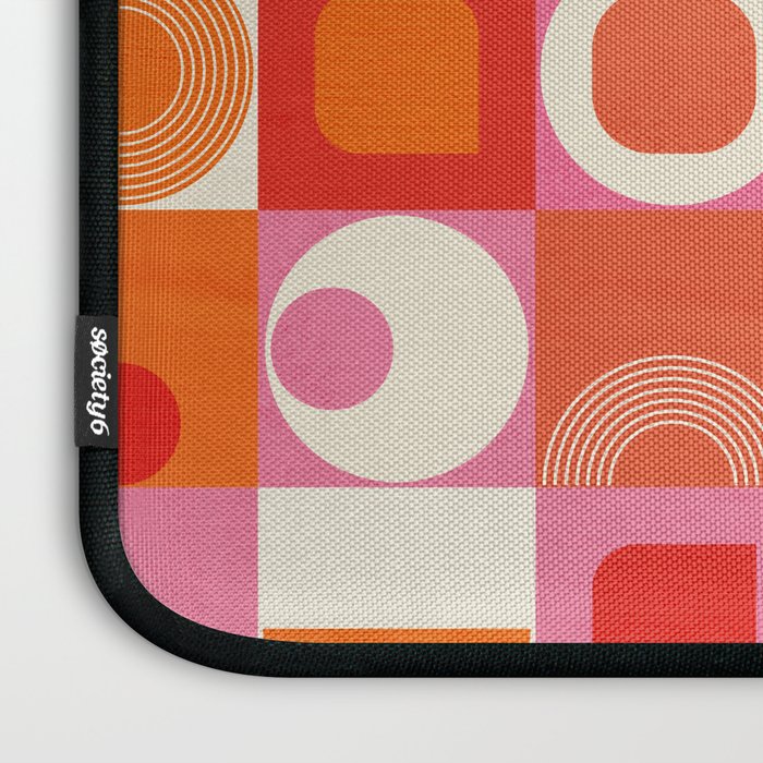 Retro Geo Pop Orange Pink Pattern Laptop Sleeve Gallery Image 3