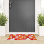 Retro Geo Pop Orange Pink Pattern Welcome Mat Gallery Image 3