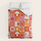 Retro Geo Pop Orange Pink Pattern Duvet Cover Gallery Image 6