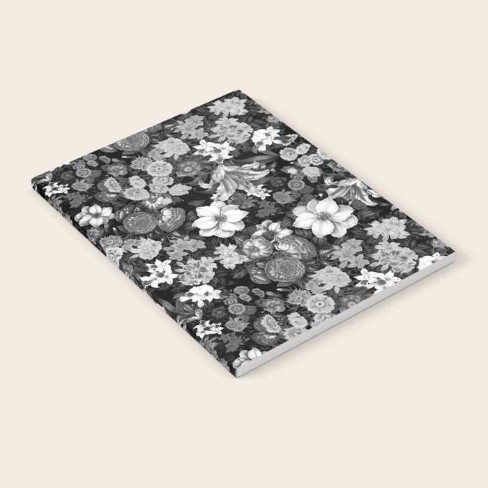 Black and White Floral Pattern Notebook Gallery Image 1