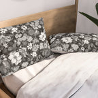 Black and White Floral Pattern Pillow Sham Gallery Image 2