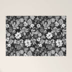Black and White Floral Pattern Welcome Mat Gallery Image 1