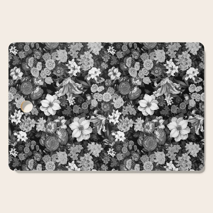 Black and White Floral Pattern Cutting Board Gallery Image 1
