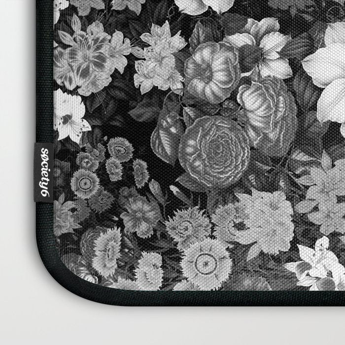Black and White Floral Pattern Laptop Sleeve Gallery Image 3