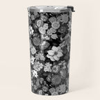 Black and White Floral Pattern Travel Mug Gallery Image 2