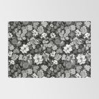 Black and White Floral Pattern Rug Gallery Image 2