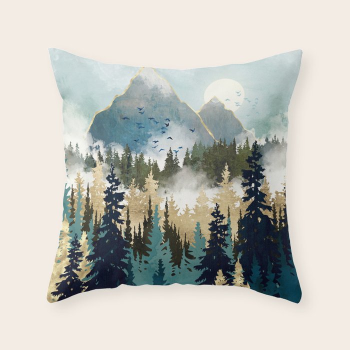 Misty Pines Throw Pillow Gallery Image 1