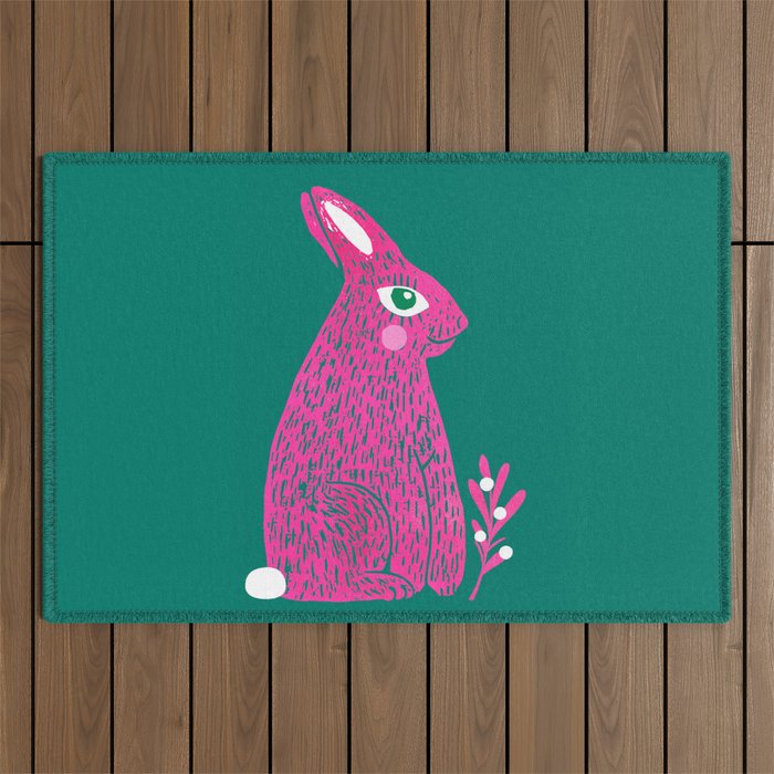 Pink Rabbit Outdoor Rug Gallery Image 1
