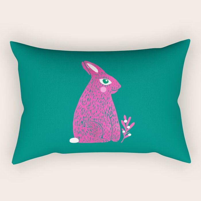 Pink Rabbit Rectangular Pillow Gallery Image 1