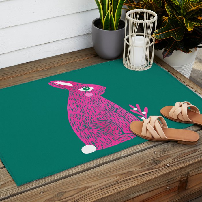 Pink Rabbit Outdoor Rug Gallery Image 2