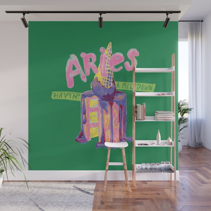 Aries Dessert in Kelly Green & Pink Wall Mural Gallery Image 1