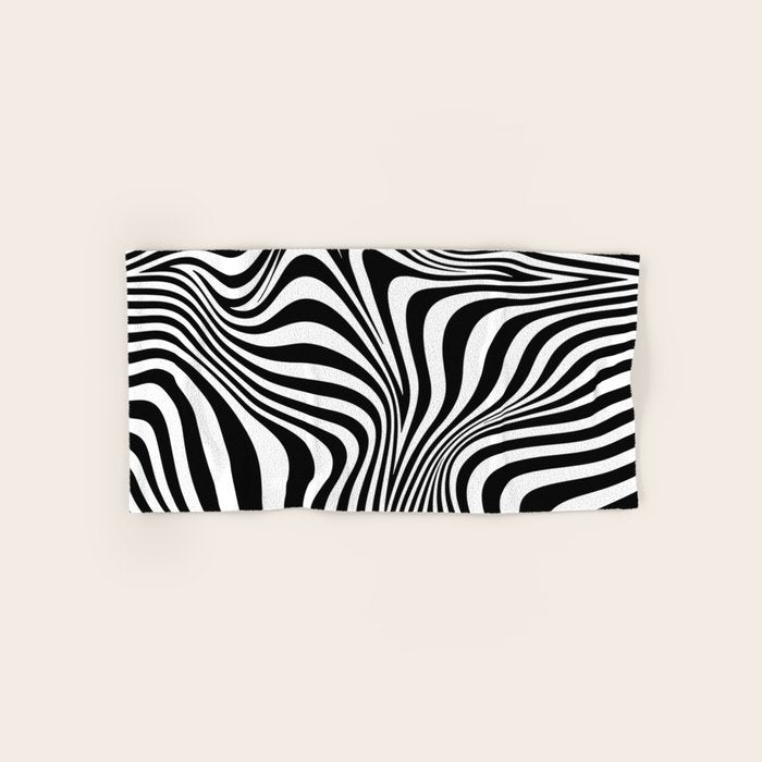 Retro Shapes And Lines Black And White Optical Art Bath Towel Gallery Image 1