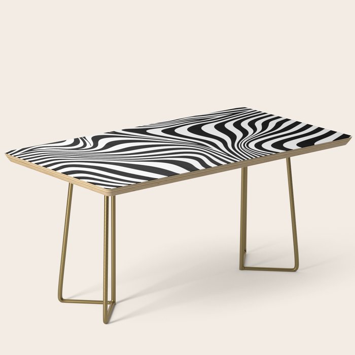 Retro Shapes And Lines Black And White Optical Art Coffee Table Gallery Image 2