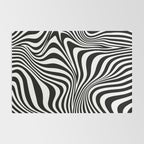 Retro Shapes And Lines Black And White Optical Art Rug Gallery Image 2