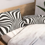 Retro Shapes And Lines Black And White Optical Art Pillow Sham Gallery Image 2