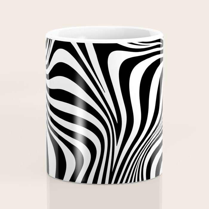 Retro Shapes And Lines Black And White Optical Art Coffee Mug Gallery Image 4