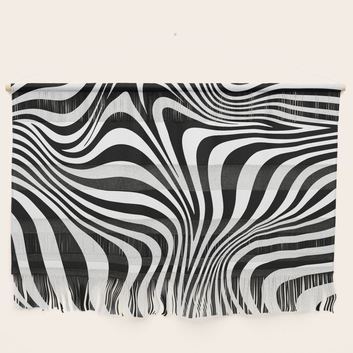 Retro Shapes And Lines Black And White Optical Art Wall Hanging Gallery Image 1