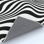 Retro Shapes And Lines Black And White Optical Art Rug Gallery Image 4