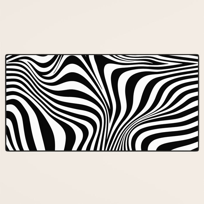 Retro Shapes And Lines Black And White Optical Art Desk Mat Gallery Image 3