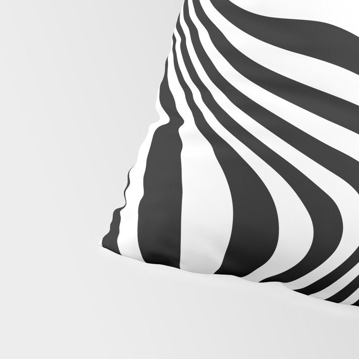 Retro Shapes And Lines Black And White Optical Art Pillow Sham Gallery Image 4