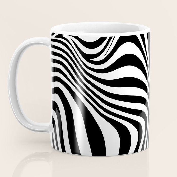 Retro Shapes And Lines Black And White Optical Art Coffee Mug Gallery Image 3