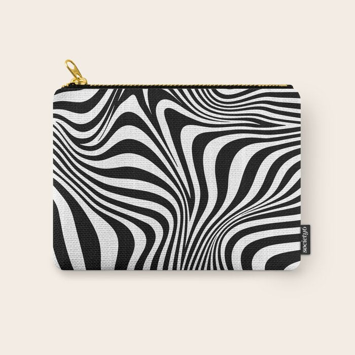 Retro Shapes And Lines Black And White Optical Art Carry All Pouch Gallery Image 1