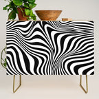 Retro Shapes And Lines Black And White Optical Art Credenza Gallery Image 1
