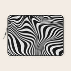 Retro Shapes And Lines Black And White Optical Art Laptop Sleeve Gallery Image 1