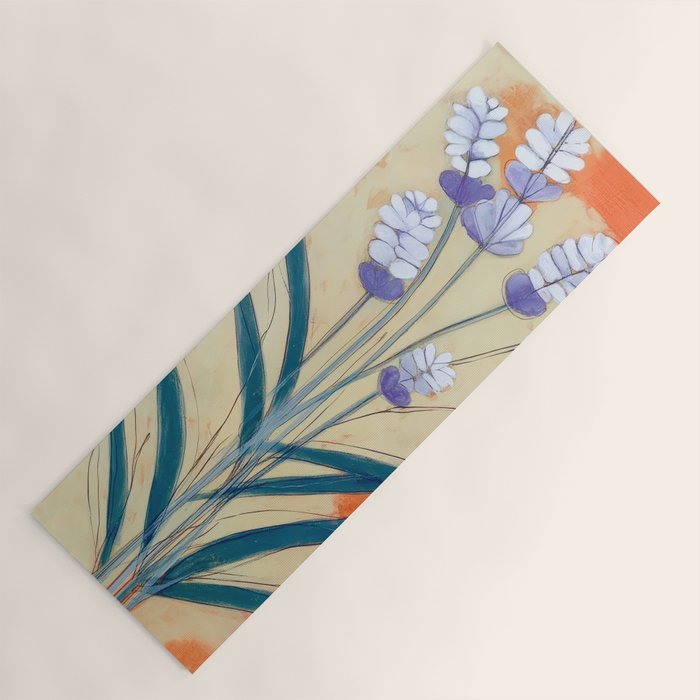 Minimal Lavender Floral Art Yoga Mat Gallery Image 1