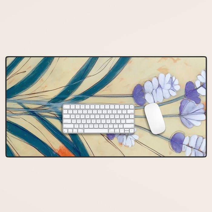 Minimal Lavender Floral Art Desk Mat Gallery Image 1