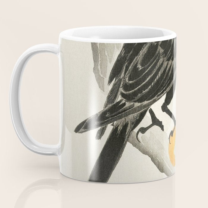 Crow eating persimmon Fruit - Vintage Japanese Woodblock Print Art Coffee Mug Gallery Image 3