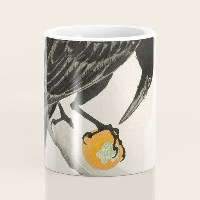 Crow eating persimmon Fruit - Vintage Japanese Woodblock Print Art Coffee Mug Gallery Image 4
