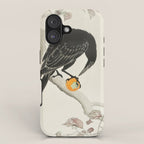 Crow eating persimmon Fruit - Vintage Japanese Woodblock Print Art iPhone Case Gallery Image 1