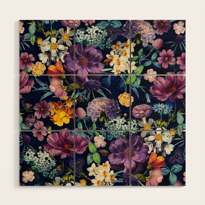The Secret Glow of Night Flowers Wood Wall Art Gallery Image 1