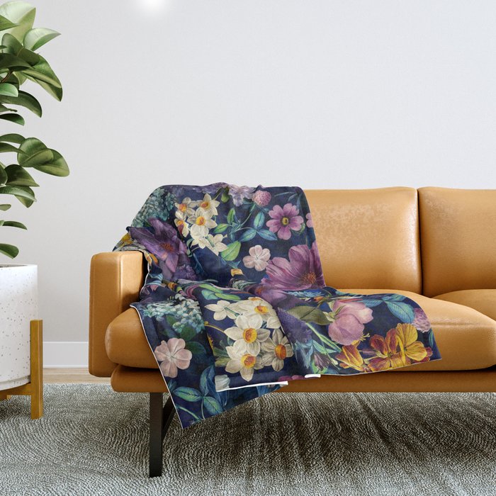The Secret Glow of Night Flowers Throw Blanket Gallery Image 1