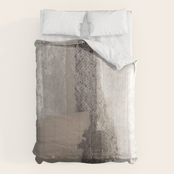 Taupe and Charcoal Grey Modern Abstract Painting Comforter Gallery Image 6