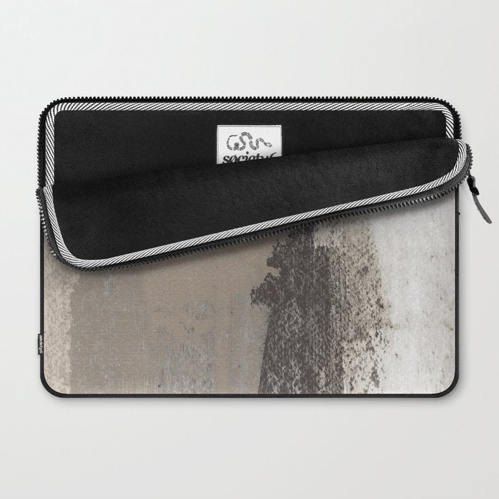Taupe and Charcoal Grey Modern Abstract Painting Laptop Sleeve Gallery Image 2