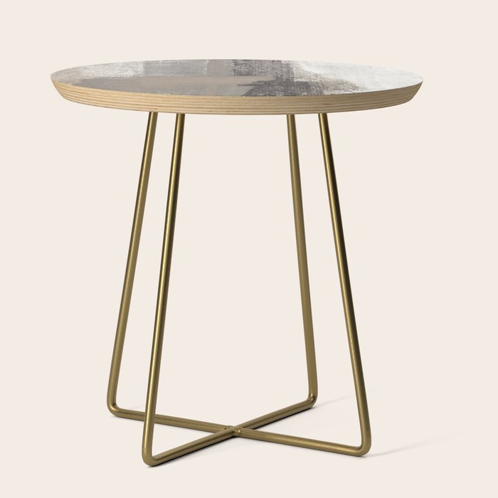 Taupe and Charcoal Grey Modern Abstract Painting Side Table Gallery Image 1