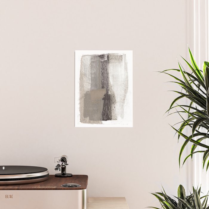 Taupe and Charcoal Grey Modern Abstract Painting Poster Gallery Image 2