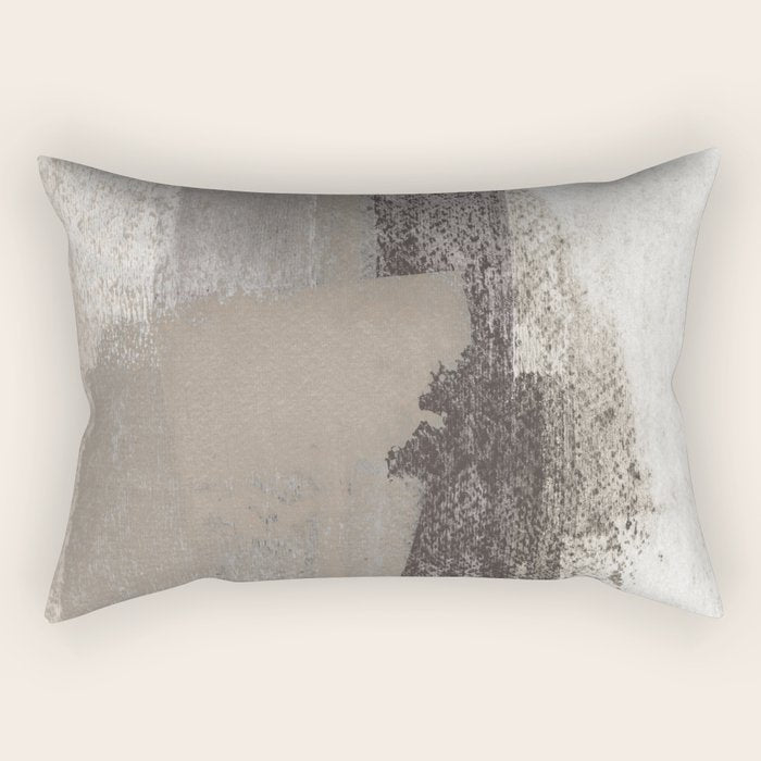 Taupe and Charcoal Grey Modern Abstract Painting Rectangular Pillow Gallery Image 1