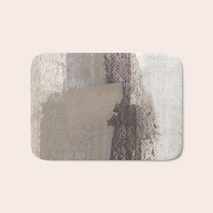Taupe and Charcoal Grey Modern Abstract Painting Bath Mat Gallery Image 1