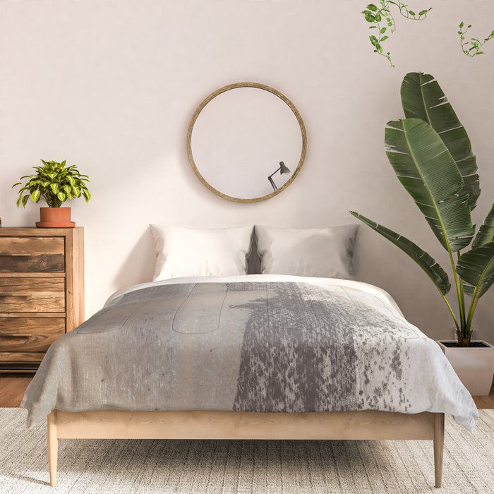 Taupe and Charcoal Grey Modern Abstract Painting Comforter Gallery Image 3