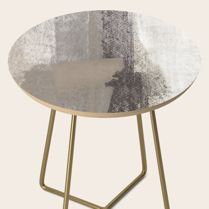 Taupe and Charcoal Grey Modern Abstract Painting Side Table Gallery Image 2