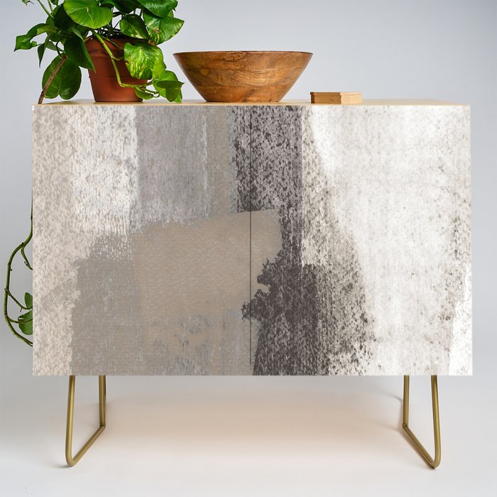 Taupe and Charcoal Grey Modern Abstract Painting Credenza Gallery Image 1