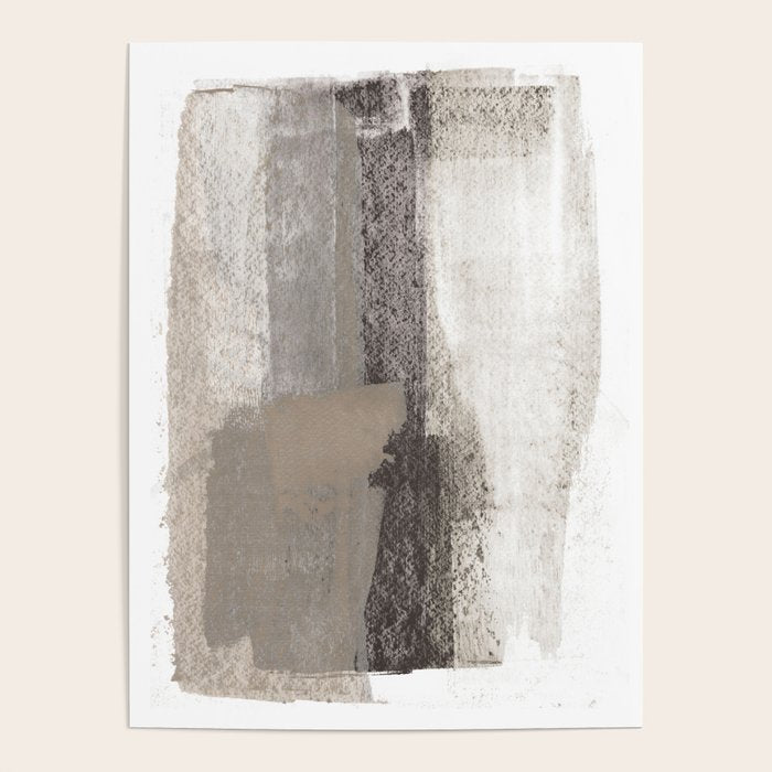 Taupe and Charcoal Grey Modern Abstract Painting Poster Gallery Image 4